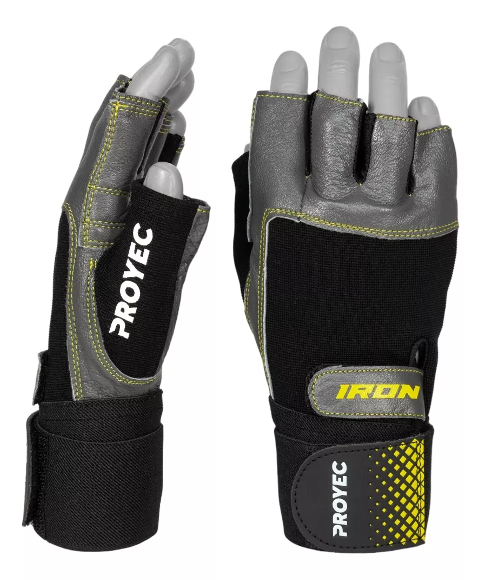 Guantes Proyec Iron Con Muñequera Cuero Gym Pesas Funcional - Imagen 2