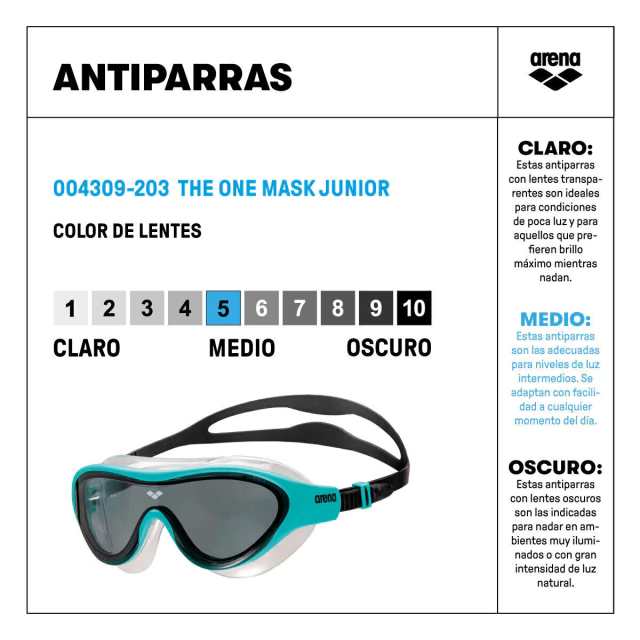 ANTIPARRAS ARENA THE ONE MASK JUNIOR VERDE - Imagen 7