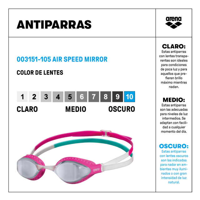 ANTIPARRAS ARENA AIR-SPEED MIRROR ROSA - Imagen 3