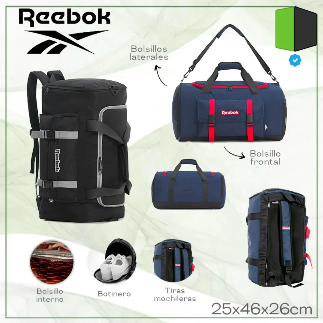 Bolso Mochila Reebok Deportivo 60167 - Imagen 3